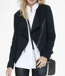 Express Black Draped Open Front Faux Suede Jacket - Women’s Size XS