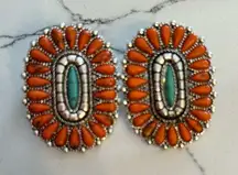 Western Orange and Turquoise Earrings NWT