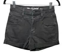 Wallflower Sassy High‎ Rise Denim Shorts Black Wash Cuffed Hem Juniors Size 5