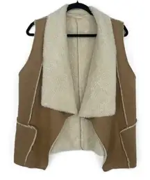 Mystree‎ Womens Open Front Faux Suede & Fur Southwestern Sleeveless Vest Medium