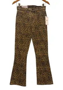 7 For All Mankind Womens Leopard Print High Waist Slim Kick Jeans Size 26 NWT