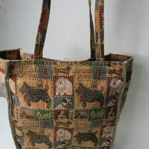 VTG Tapestry Purse Zip Tote Bag Granny Core Color block Scotty Winnie Dog Lovers