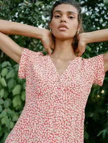 CAPULET Revolve Mabel Mini Dress in Tangerine Red Ditsy Floral Size XS‎