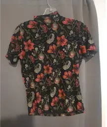 Dressbarn Floral Print Mock Neck, Women's Small‎ Mesh Top, Vintage Y2k, Stretch