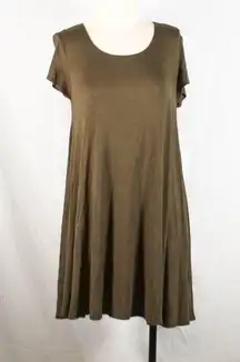 NWT Olive Green Mini T Shirt Dress Comfortable Casual Simplistic Minimalis