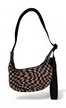 Baggu Mini Nylon Crescent Bag/ Indigo Trippy Checker/ Rare Find