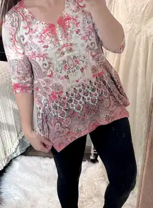 Live and Let Live Pink and Cream Paisley Blouse size small
