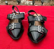 Nwt Size 7 Peyton Double Buckle black Slingback Flats by wild fable punk rock