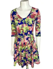 Navy Blue Floral Dress