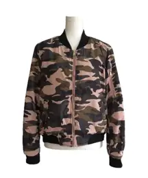 Miss London Jacket Coat Pink Olive Black Quilted Camouflage Bomber Coat Large