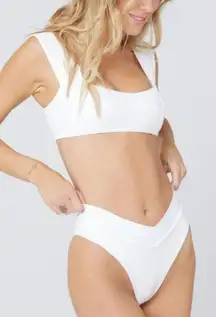💕L*SPACE💕 Pointelle Rib Bikini Set - Gizelle Top + Desi Bottom ~ White M NWT