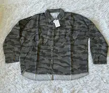 Mud Pie Women’s Oversized STERLING GREEN CAMO SHACKET size Medium