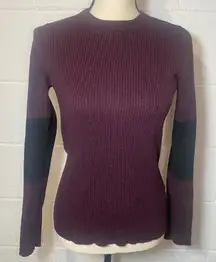 Calvin Klein Jeans Plum Purple Maroon & Black Ribbed Sweater