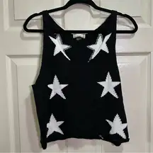 Women’s Altar’d State tank top sweater knit V-neck black white star size medium