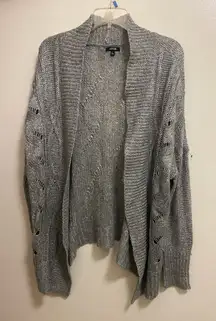 Apt 9 Womens Solid Gray Grey Cardigan Sweater L Large Cable Knit Bust 42”