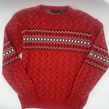 Vanderbilt Vintage Red Pattern Acrylic Crewneck Sweater Winter Holiday
