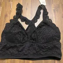 Aerie American Eagle Plunge Lace Bralette Racer Back XS Sheer Mesh