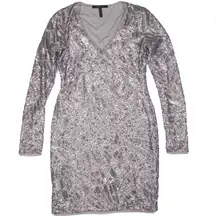 BCBGMaxAzria Morris Allover Silver Sequin Sparkle Embellished Bodycon Mini Dress