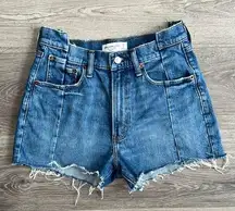 Abercrombie & Fitch The Mom Shorts High Rise Cut Out Waist Blue Wash Size 26 / 2