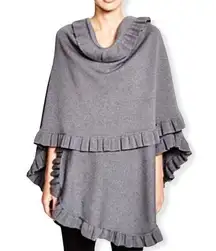 Lane d'Olimpia Made in Italy Ruffled Italian Wool
Wrap Poncho