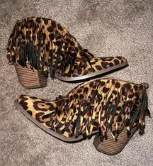 Cheetah Fringed Booties / Size 10 / Perfect Condition