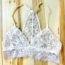 Aerie Lace Bralette Womens Size Medium Cream/Ivory Racerback