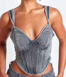 NWT $60 • PrettyLittleThing • Denim Corset • Size 18
