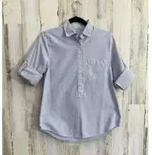 * J.Crew Women's Striped Button-Up Shirt - XS Lightweight Casual Stylish