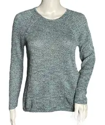 J. Jill Purejill Sweater Womens XS Turquoise Blue Green Gray Marled‎ Linen Blend