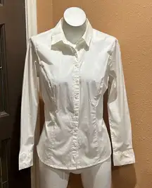 Asos white button up collared long sleeve shirt