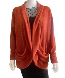 Libian Orange/Rust Colored Open Cardigan with Pockets. Size Medium.