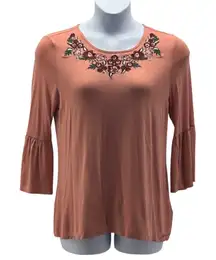 Floral Boho Top Peach Medium