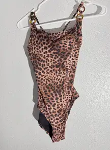 Time and Tru Leopard Print One-Piece Swimsuit – Size S (4–6)