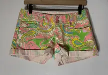 Lilly Pulitzer Clifton Denim‎ Shorts Pink Green Multi Size 2
