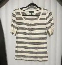 Laurens jeans striped white with black stripes blouse