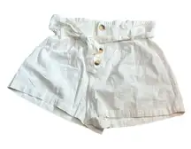 LA Hearts White Button Fly Tie Waist Shorts Medium