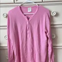 Aerie Pink Waffle Knit Long Sleeve Top