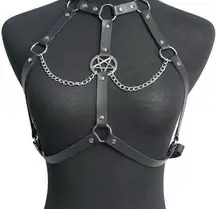 Gothic Goth Punk Grunge Emo Alternative Scene Scenecore Pentagram Chain Harness