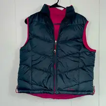 L.L. Bean Reversible Black/Pink Puffer Sleeveless Goose Down Quilted Size Medium