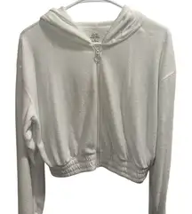Gilly Hicks‎ White Cropped Zip-Up Hoodie - Size Medium