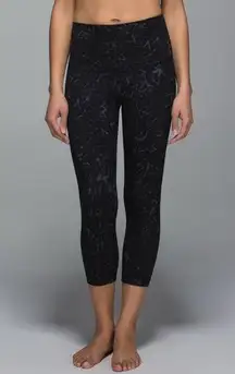 Lululemon Wunder Under Crop II *Full-On Luon (Roll Down) Star Crushed Coal Black