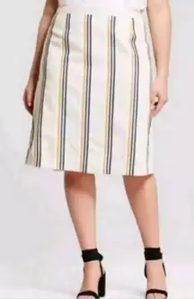 Who What Wear Striped‎ Linen Blend A line Skirt Womens - 14 EUC