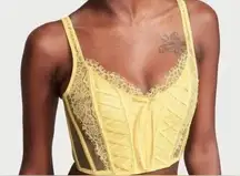 Victoria's Secret NWT  Dream Angels Unlined Lace Up Corset Top Yellow |  S…