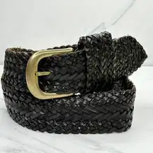 DKNY Vintage Brown Braided Woven Leather Belt Size Small S Womens