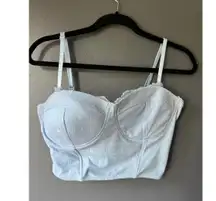 Chic Light Blue Floral Lace Bustier Crop Top