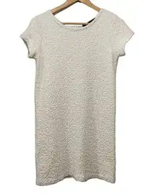 ZARA  Cream Nubby Sweater Short Sleeve Knit Dress Size Small Crew Neck Zip Back