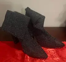 Shoe Dazzle black shiny ankle booties