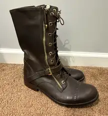 LOVE MOSCHINO BROWN COMBAT BOOTS LACE UP  EUC SIZE 40 US‎ 9.5