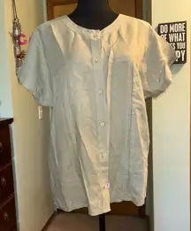 Bosch vintage linen/cotton blend green short sleeve button up shirt size 46 (L)