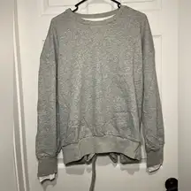 Anthropologie EVIDNT Size Large Gray Open Cropped Back Tie Sweatshirt